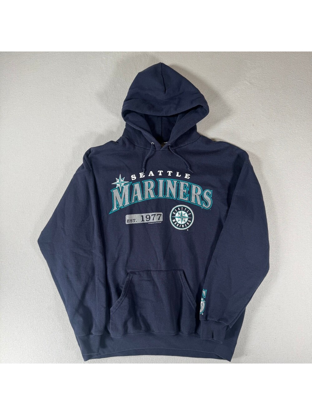 Vintage Lee Heavyweight Seattle Mariners Navy Hoodie Sweatshirt XL